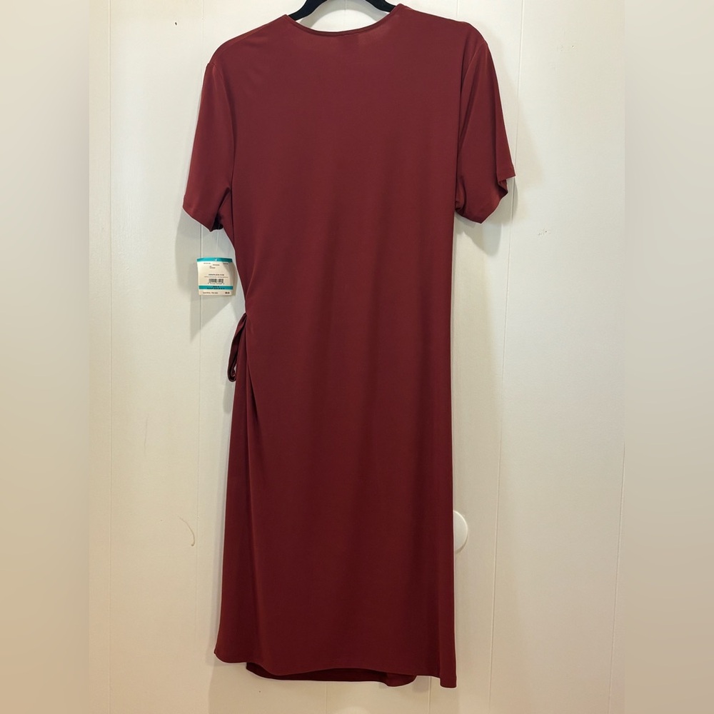 NEW WITH TAGS Anne Klein Deep Red Pepperberry Wrap Midi Dress SZ 16 - Picture 7 of 9